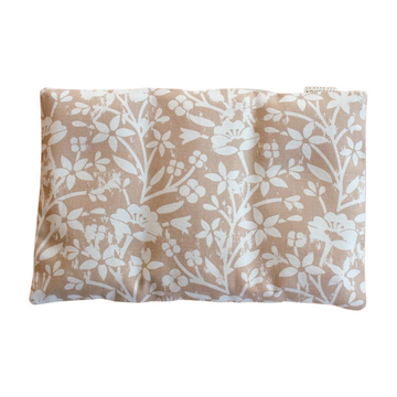 bouillotte sèche en graines de lin - Fleurs beige blanche