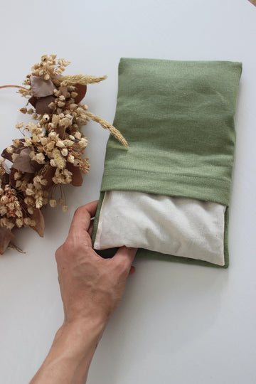 Petite bouillotte sèche en graines de lin - Lin vert olive