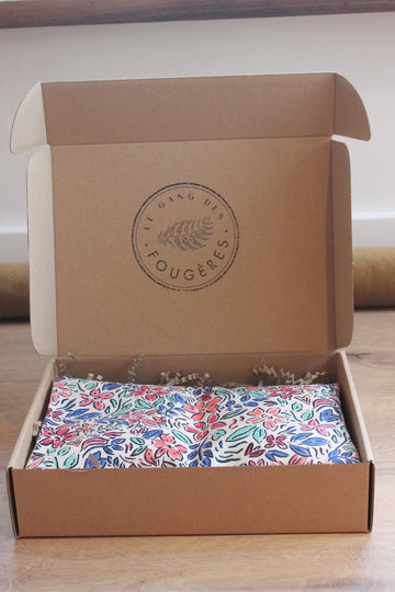 Petite bouillotte sèche en graines de lin - Fleurs aquarelle