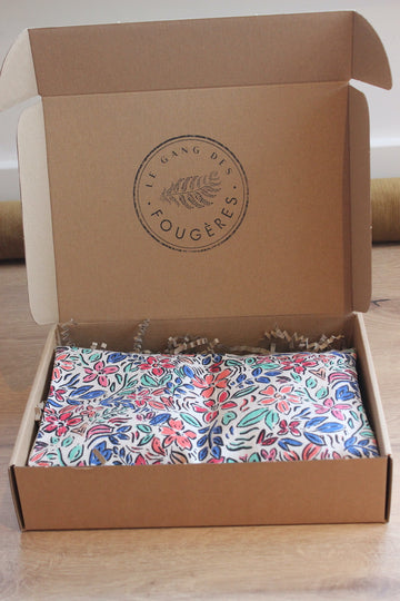 Petite bouillotte sèche en graines de lin - Fleurs aquarelle