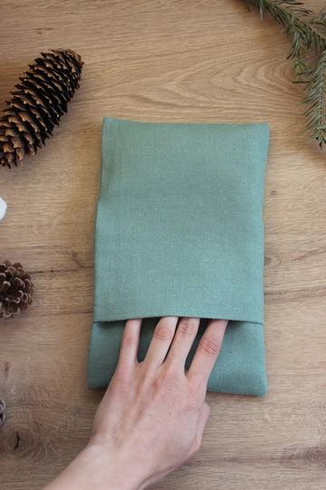 Petite bouillotte sèche en graines de lin - Lin vert kaki