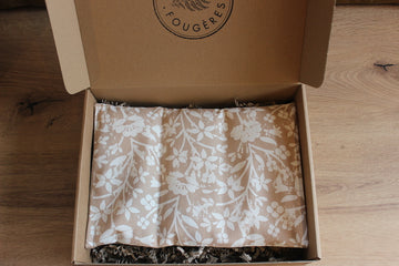 bouillotte sèche en graines de lin - Fleurs beige blanche