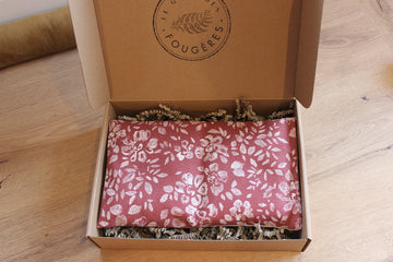 Petite bouillotte sèche en graines de lin - Fleurs craie marsala