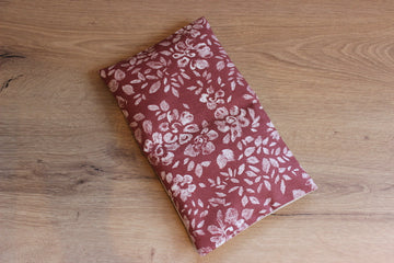 Petite bouillotte sèche en graines de lin - Fleurs craie marsala