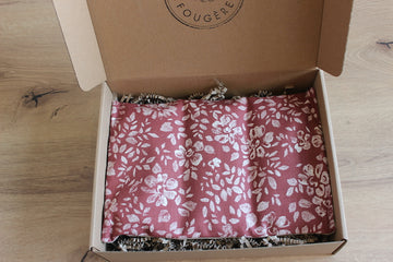 bouillotte sèche en graines de lin - Fleurs craie marsala