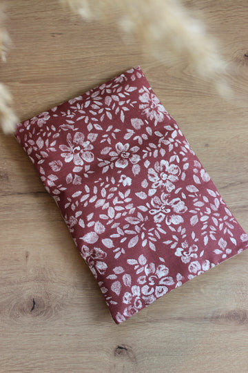 bouillotte sèche en graines de lin - Fleurs craie marsala