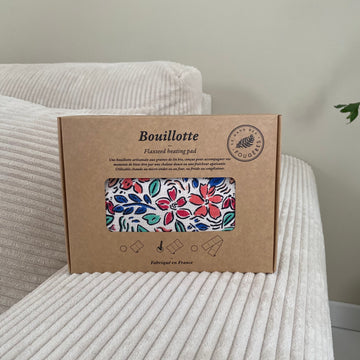 bouillotte sèche en graines de lin - Fleurs aquarelle
