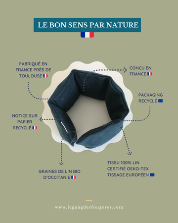 Bouillotte cervicales en graines de lin - Lin Bleu de prusse
