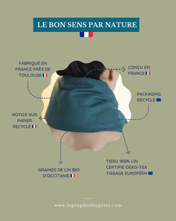 Bouillotte cervicales en graines de lin - Lin Vert sapin
