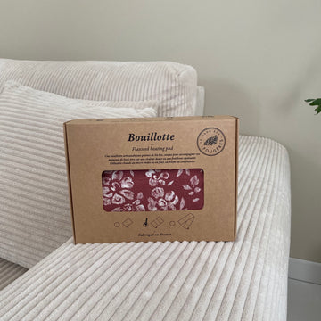 bouillotte sèche en graines de lin - Fleurs craie marsala