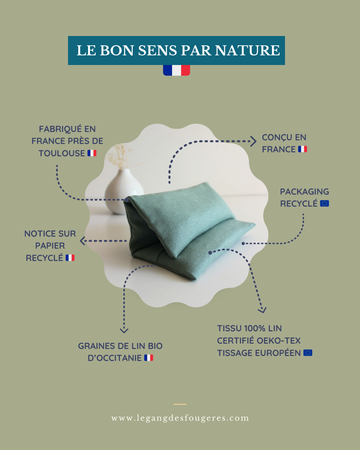 bouillotte sèche en graines de lin - Lin Vert kaki