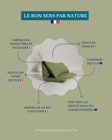 bouillotte sèche en graines de lin - Lin Vert olive