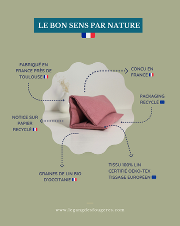 bouillotte sèche en graines de lin - Lin Vieux rose