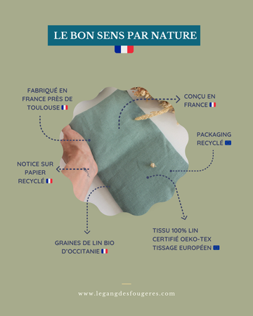 Petite bouillotte sèche en graines de lin - Lin vert kaki