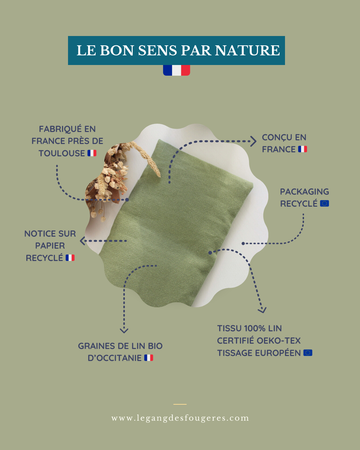 Petite bouillotte sèche en graines de lin - Lin vert olive
