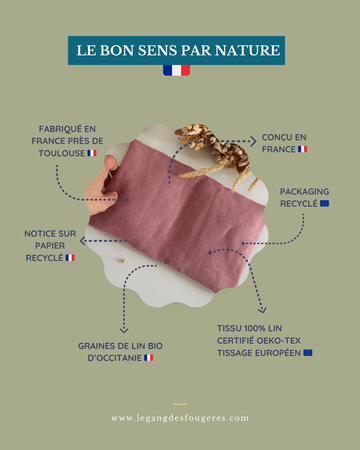Petite bouillotte sèche en graines de lin - Lin vieux rose